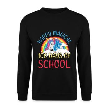 Licorne 100e jour heureux magique 100 jour d’école - Sweat-shirt Unisexe - noir - Devant - Alina (178cm) & Michal (187cm)