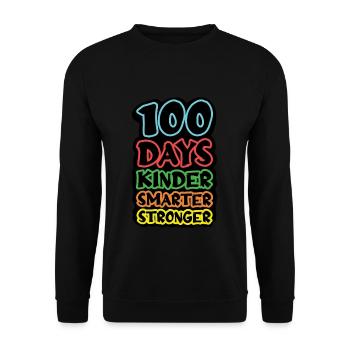 Kinder Smarter Happy 100th Day 100 Tage Schule - Unisex Pullover - Schwarz - Vorne - Alina (178cm) & Michal (187cm)