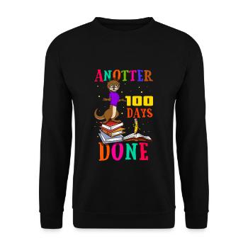 Happy 100th Day Done Otter 100 Tage Schule - Unisex Pullover - Schwarz - Vorne - Alina (178cm) & Michal (187cm)