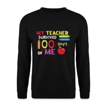 Funny 100th Day Teacher Survive 100 Days Of School - Unisex Sweatshirt - black - Front - Alina (178cm) & Michal (187cm)