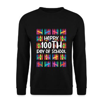 100e jour couleurs colorées heureux 100 jours d’école - Sweat-shirt Unisexe - noir - Devant - Alina (178cm) & Michal (187cm)