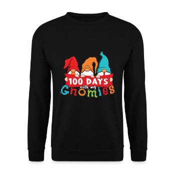 100. Tag Schule Mein Gnom Frohe 100 Tage Schule - Unisex Pullover - Schwarz - Vorne - Alina (178cm) & Michal (187cm)