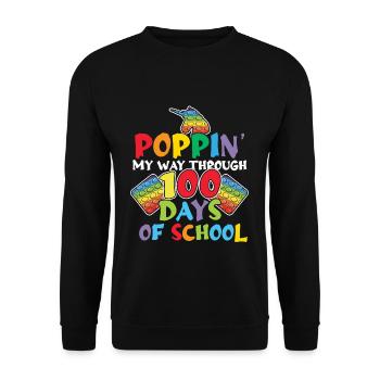Kind 100th Day Pop Fidget Happy 100 Tage Schule - Unisex Pullover - Schwarz - Vorne - Alina (178cm) & Michal (187cm)