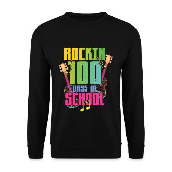 100e jour de guitare rock 100 jours d’école - Sweat-shirt Unisexe - noir - Devant - Alina (178cm) & Michal (187cm)