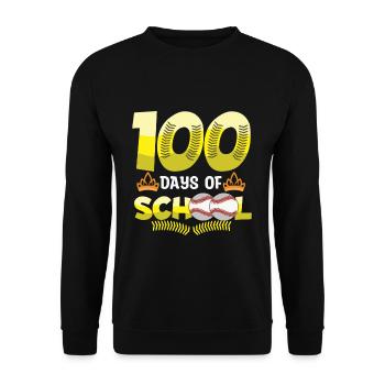 100e jour de softball baseball 100 jours d’école - Sweat-shirt Unisexe - noir - Devant - Alina (178cm) & Michal (187cm)