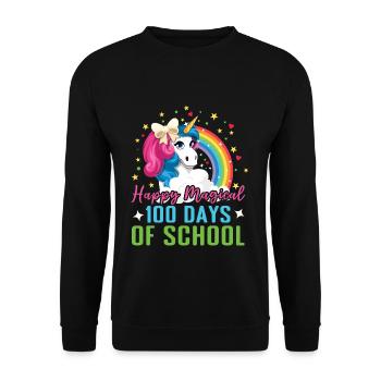 100e jour licorne joyeux magique 100 jour d’école - Sweat-shirt Unisexe - noir - Devant - Alina (178cm) & Michal (187cm)