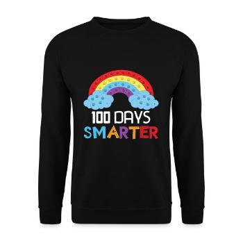 Rainbow Pop 100. Tag Klügere Schultage - Unisex Pullover - Schwarz - Vorne - Alina (178cm) & Michal (187cm)