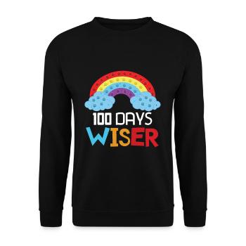 Rainbow Pop 100. Tag Klügere Schultage - Unisex Pullover - Schwarz - Vorne - Alina (178cm) & Michal (187cm)