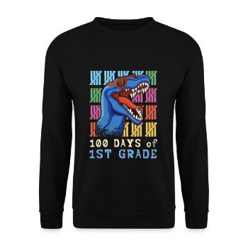 Roar 1. Klasse 100. Dinosaurier 100 Tage Schule - Unisex Pullover - Schwarz - Vorne - Alina (178cm) & Michal (187cm)