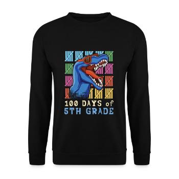 Brüllen 5. Klasse 100. Dinosaurier 100 Tage Schule - Unisex Pullover - Schwarz - Vorne - Alina (178cm) & Michal (187cm)