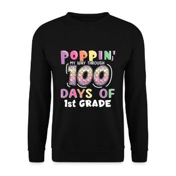 100. Tag 1. Klasse Pop Bubble 100 Tage Schule - Unisex Pullover - Schwarz - Vorne - Alina (178cm) & Michal (187cm)