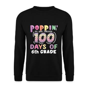 100. Tag 6. Klasse Pop Bubble 100 Tage Schule - Unisex Pullover - Schwarz - Vorne - Alina (178cm) & Michal (187cm)
