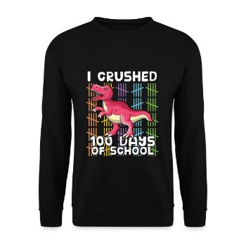 École 100e jour Dinosaur Crush 100 jours d’école - Sweat-shirt Unisexe - noir - Devant - Alina (178cm) & Michal (187cm)