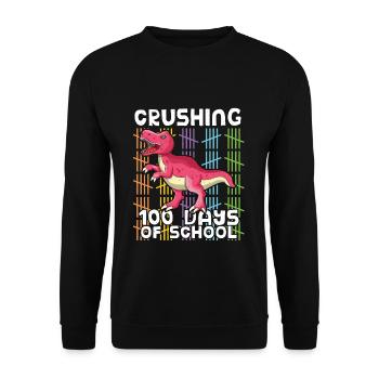 100e jour de dinosaure écrasant 100 jours d’école - Sweat-shirt Unisexe - noir - Devant - Alina (178cm) & Michal (187cm)