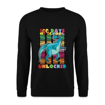 100 Tage Dinosaurier freigeschaltet 100. Schultage - Unisex Pullover - Schwarz - Vorne - Alina (178cm) & Michal (187cm)