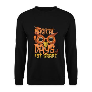 1. Klasse Eule 100. Tag Magische 100 Tage Schule - Unisex Pullover - Schwarz - Vorne - Alina (178cm) & Michal (187cm)