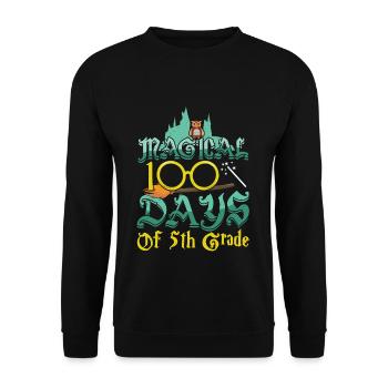Eule 5. Klasse 100. Tag Magische 100 Tage Schule - Unisex Pullover - Schwarz - Vorne - Alina (178cm) & Michal (187cm)