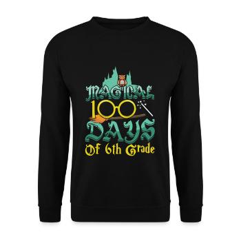 Eule 6. Klasse 100. Tag Magische 100 Tage Schule - Unisex Pullover - Schwarz - Vorne - Alina (178cm) & Michal (187cm)
