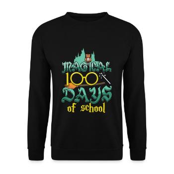 Magique 100e jour Mignon Hibou Joyeux 100 Jour d’école - Sweat-shirt Unisexe - noir - Devant - Alina (178cm) & Michal (187cm)