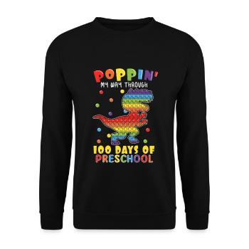 100e jour Pop Préscolaire Dinosaure 100 Jour D’école - Sweat-shirt Unisexe - noir - Devant - Alina (178cm) & Michal (187cm)