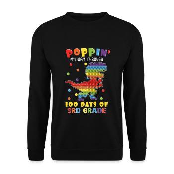 100e jour Pop 3e année Dinosaure 100 Jour d’école - Sweat-shirt Unisexe - noir - Devant - Alina (178cm) & Michal (187cm)