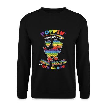 100th Day Pop 5th Grade 100 Day Of School Dinosaur - Unisex Sweatshirt - black - Front - Alina (178cm) & Michal (187cm)