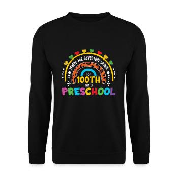 Cute Leopard Rainbow Preschool 100 Days Of School - Unisex Sweatshirt - black - Front - Alina (178cm) & Michal (187cm)