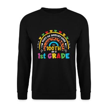 Cute Leopard Rainbow 1st Grade 100 Days Of School - Unisex Sweatshirt - black - Front - Alina (178cm) & Michal (187cm)