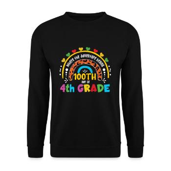Cute Leopard Rainbow 4th Grade 100 Days Of School - Unisex Sweatshirt - black - Front - Alina (178cm) & Michal (187cm)