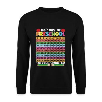 100e jour du calendrier préscolaire 100 jours d’école - Sweat-shirt Unisexe - noir - Devant - Alina (178cm) & Michal (187cm)