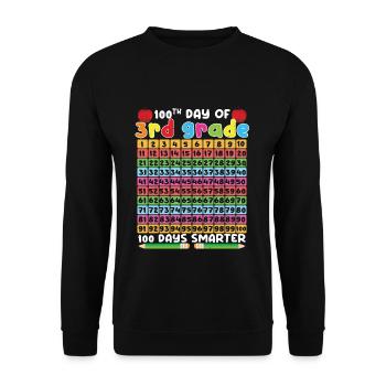 100e jours du calendrier de la 3e année 100 jours d’école - Sweat-shirt Unisexe - noir - Devant - Alina (178cm) & Michal (187cm)