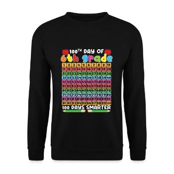 100. Tage des Kalenders der 6. Klasse 100 Schultag - Unisex Pullover - Schwarz - Vorne - Alina (178cm) & Michal (187cm)