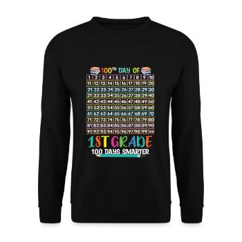 100e jour de 1ère année 100 jours d’école - Sweat-shirt Unisexe - noir - Devant - Alina (178cm) & Michal (187cm)