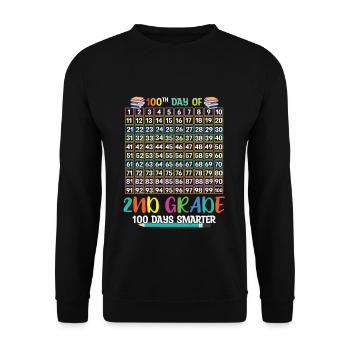 Plus intelligent 100e jour de 2e année 100 jour d’école - Sweat-shirt Unisexe - noir - Devant - Alina (178cm) & Michal (187cm)