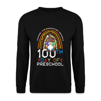 Gnome préscolaire Joyeux 100e jour 100 jours d’école - Sweat-shirt Unisexe - noir - Devant - Alina (178cm) & Michal (187cm)
