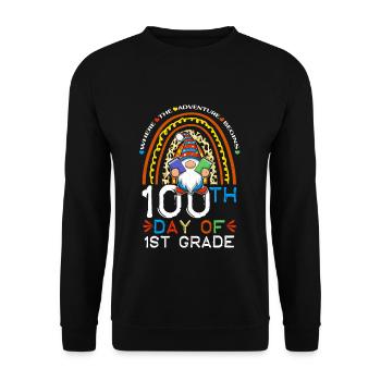 Gnome de 1ère Année Joyeux 100ème Jour 100 Jours D’École - Sweat-shirt Unisexe - noir - Devant - Alina (178cm) & Michal (187cm)