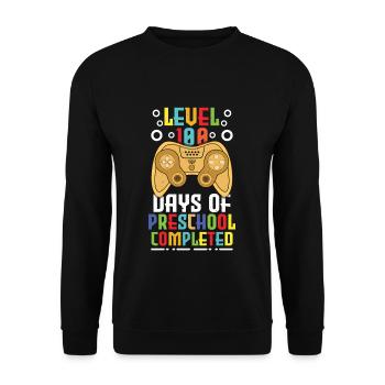 100th Day Completed Gamer Preschool Days Of School - Unisex Sweatshirt - black - Front - Alina (178cm) & Michal (187cm)