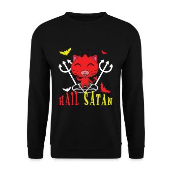 Kawaii Satan Devil Metal Musik Liebhaber Rock - Unisex Pullover - Schwarz - Vorne - Alina (178cm) & Michal (187cm)