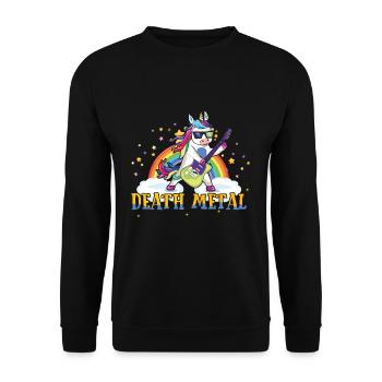 Unicorn Rainbow Metal Musik Liebhaber Gitarre Rocker - Unisex Pullover - Schwarz - Vorne - Alina (178cm) & Michal (187cm)