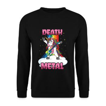 Rocker Licorne Arc-en-ciel Metal Music Lover Guitariste - Sweat-shirt Unisexe - noir - Devant - Alina (178cm) & Michal (187cm)