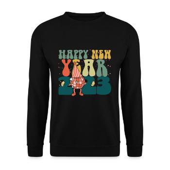 Bonne année 2023 Hello 2023 Groovy New Year - Sweat-shirt Unisexe - noir - Devant - Alina (178cm) & Michal (187cm)