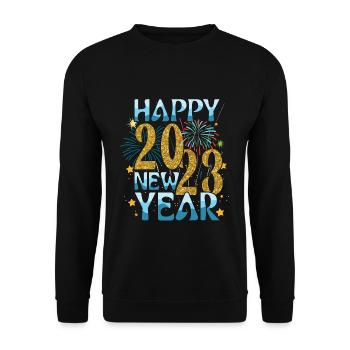 Familie Neujahr Feiern 2023 Hallo 2023 Neujahr - Unisex Pullover - Schwarz - Vorne - Alina (178cm) & Michal (187cm)