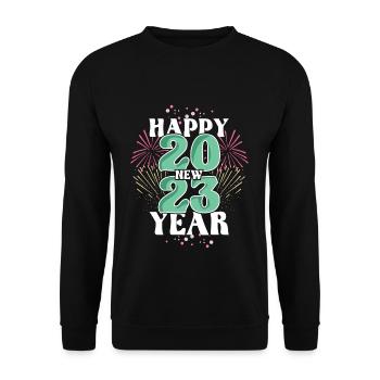 Happy New Year Celebrate 2023 Hello 2023 New Year - Unisex Sweatshirt - black - Front - Alina (178cm) & Michal (187cm)