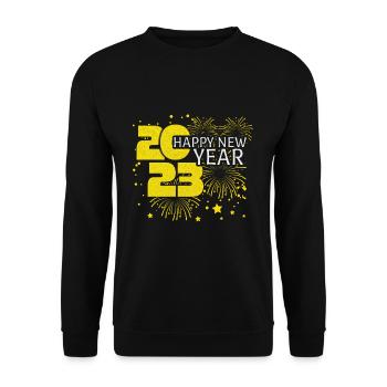 Feuerwerk Frohes Neues Jahr 2023 Hallo 2023 Neujahr - Unisex Pullover - Schwarz - Vorne - Alina (178cm) & Michal (187cm)