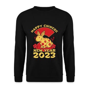 Ornament Chinese New Year Of Rabbit 2023 - Unisex Sweatshirt - black - Front - Alina (178cm) & Michal (187cm)