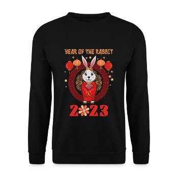 Nouvel An chinois Mignon Lapin Nouvel An 2023 - Sweat-shirt Unisexe - noir - Devant - Alina (178cm) & Michal (187cm)
