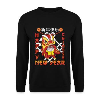 Chinese New Year Dragon Rabbit 2023 New Year - Unisex Pullover - Schwarz - Vorne - Alina (178cm) & Michal (187cm)