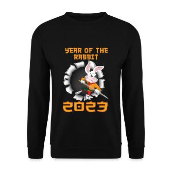 Chinese New Year Rabbit Fight 2023 Happy New Year - Unisex Pullover - Schwarz - Vorne - Alina (178cm) & Michal (187cm)