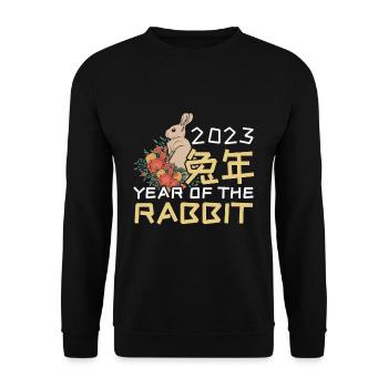 Chinese New Year Of Rabbit Floral New Year 2023 - Unisex Pullover - Schwarz - Vorne - Alina (178cm) & Michal (187cm)