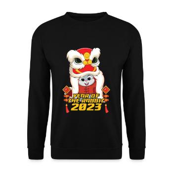Dragon Rabbit 2023 New Year Happy Chinese New Year - Unisex Pullover - Schwarz - Vorne - Alina (178cm) & Michal (187cm)